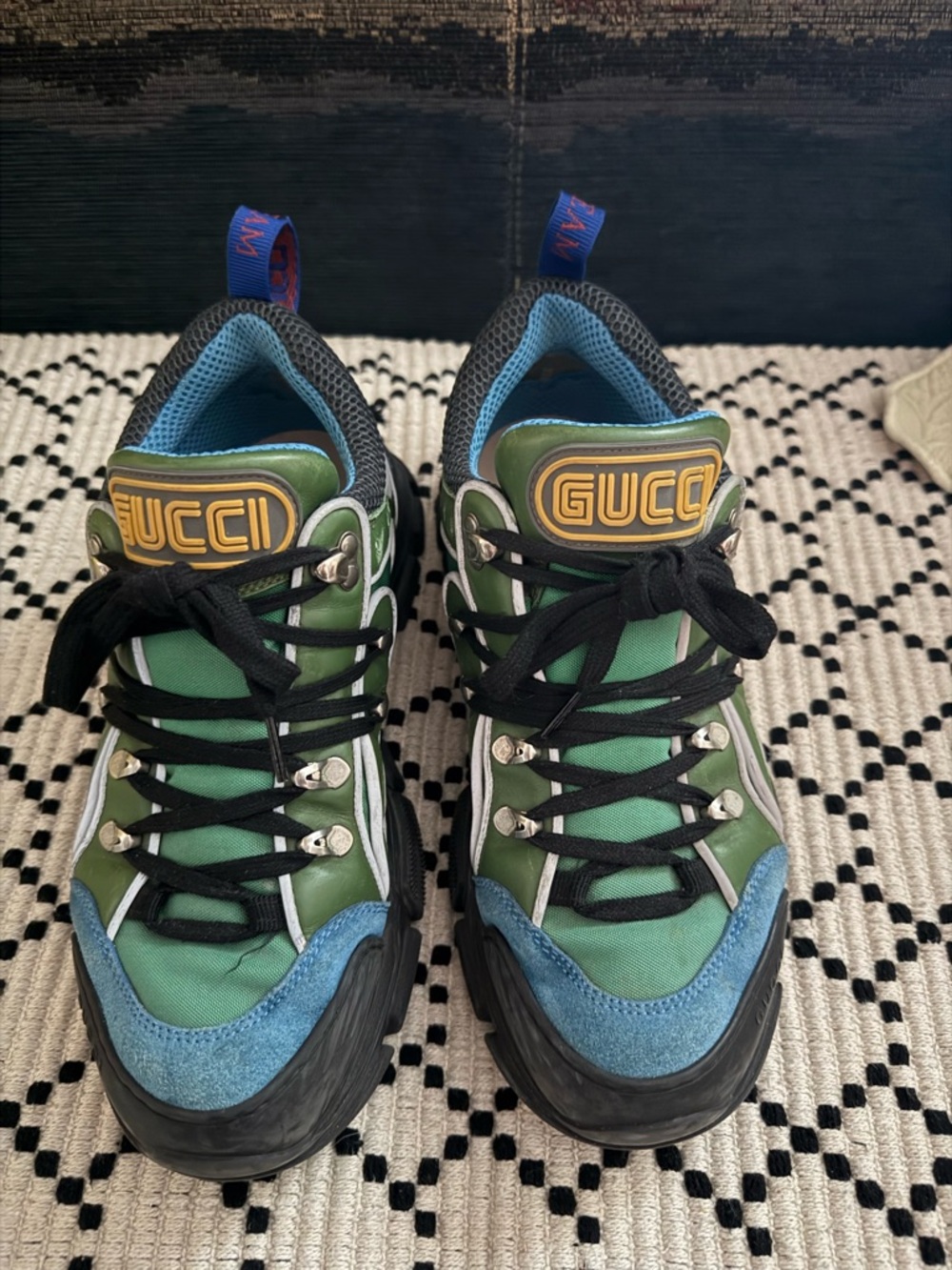 Gucci Green, Blue & Black Trail Runner Sneakers - Picture 2 of 5